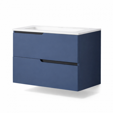 Mobilier pentru lavoar incastrat 80 cm,  albastru mat, Fluminia Bari