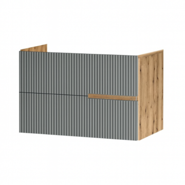 Mobilier pentru lavoar pe blat, finisaj riflat 80 cm, verde, Fluminia Malta