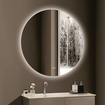 Oglinda cu iluminare si dezaburire Inter Ceramic rotunda 120 cm