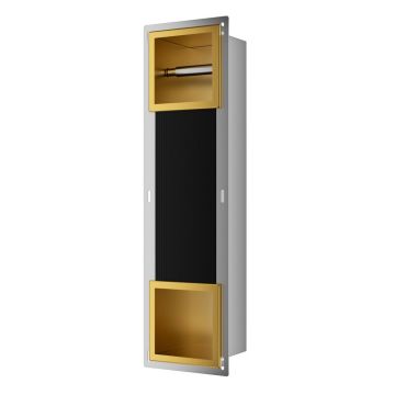 Raft incastrat cu suport hartie igienica Balneo Wall Box Paper 2 auriu lucios