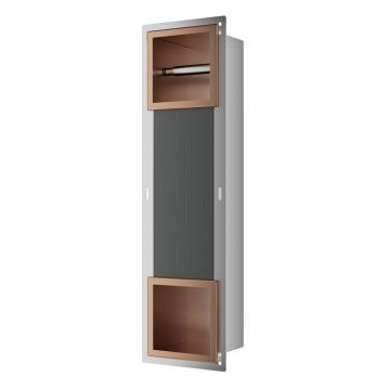 Raft incastrat cu suport hartie igienica Balneo Wall Box Paper 2 cupru periat