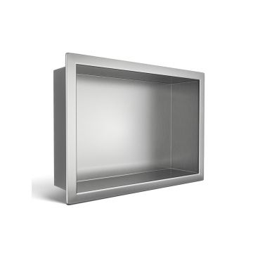 Raft incastrat dreptunghiular Balneo Wall-Box One cu rama 30x20x10 cm inox
