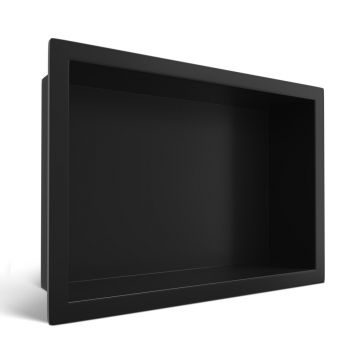 Raft incastrat dreptunghiular Balneo Wall-Box One cu rama 30x20x10 cm negru mat