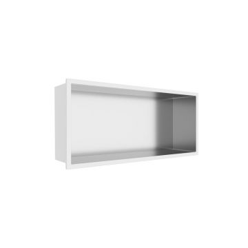 Raft incastrat dreptunghiular Balneo Wall-Box One cu rama 45x20x10 cm inox