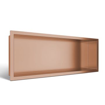 Raft incastrat dreptunghiular Balneo Wall-Box One cu rama 60x20x10 cm cupru lucios