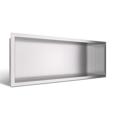 Raft incastrat dreptunghiular Balneo Wall-Box One cu rama 60x20x10 cm inox