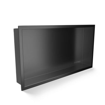Raft incastrat dreptunghiular Balneo Wall-Box One cu rama 60x30x10 cm Gun Metal periat