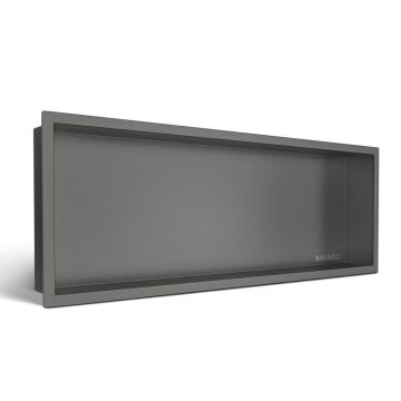 Raft incastrat dreptunghiular Balneo Wall-Box One cu rama 90x30x7 cm Gun Metal periat