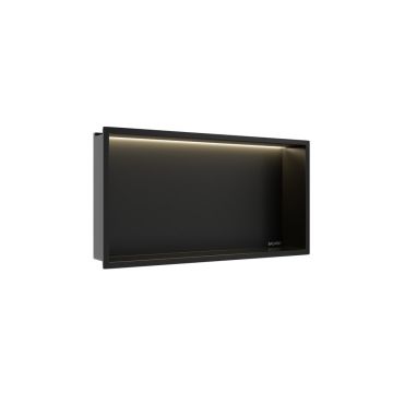 Raft incastrat dreptunghiular Balneo Wall-Box One LED cu rama 60x30x10 cm negru mat
