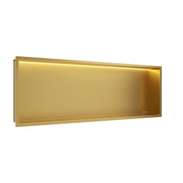 Raft incastrat dreptunghiular Balneo Wall-Box One LED cu rama 90x30x10 cm auriu lucios