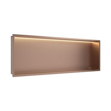 Raft incastrat dreptunghiular Balneo Wall-Box One LED cu rama 90x30x10 cm cupru lucios
