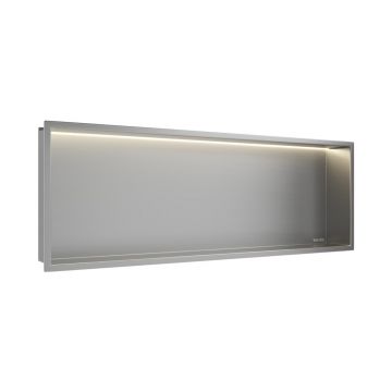Raft incastrat dreptunghiular Balneo Wall-Box One LED cu rama 90x30x10 cm inox