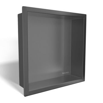 Raft incastrat patrat Balneo Wall-Box One cu rama 30x30x10 cm Gun Metal periat