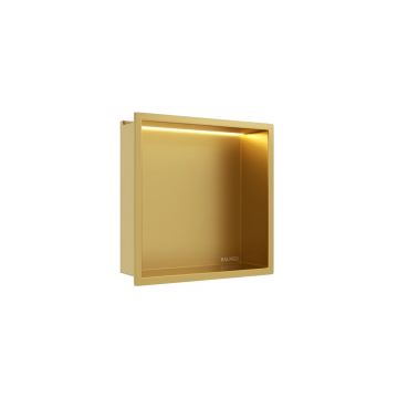 Raft incastrat patrat Balneo Wall-Box One LED cu rama 30x30x10 cm auriu lucios