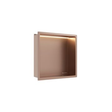 Raft incastrat patrat Balneo Wall-Box One LED cu rama 30x30x10 cm cupru lucios