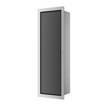 Raft incastrat pentru perie WC Balneo Wall Box L si hartie igienica deschidere stanga finisaj negru 68 cm