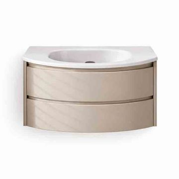 Set dulap baza suspendat KolpaSan Joy 2 sertare 80 cm finisaj light grey cu lavoar alb