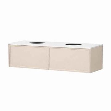 Set dulap baza suspendat KolpaSan Orphia 2 sertare 140 cm finisaj light grey cu blat Kerrock