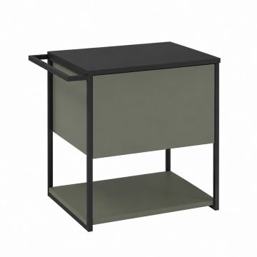 Set dulap baza suspendat Krofam Lov verde-negru 60 cm blat negru cu finisat piatra