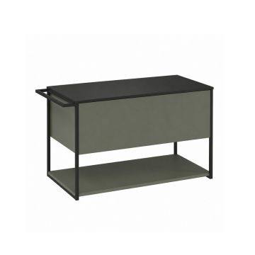 Set dulap baza suspendat Krofam Lov verde-negru 80 cm blat negru finisaj piatra