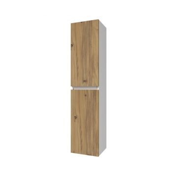 Dulap pentru baie Banos, Christo, placa de fibra de densitate medie, 35x32x155 cm, maro nuc/alb - Banos, Maro