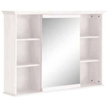 Dulap suspendat Westa by Home Affaire, cu oglinda, lemn masiv de pin, alb, 77 x 70 x 33 cm