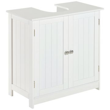 Masca pentru Chiuveta HOMCOM, din MDF Alb cu 2 Usi 60x30x60cm | AOSOM RO