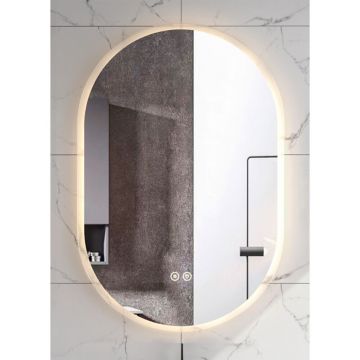 Oglinda ovala Fluminia Dali cu iluminare LED si dezaburire