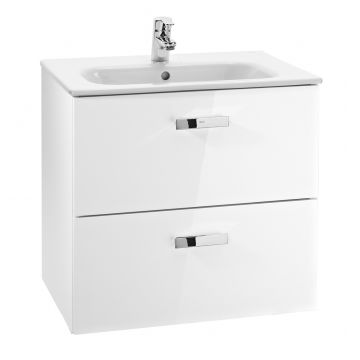 Set mobilier Roca Victoria Nord 60cm dulap cu doua sertare alb lucios si lavoar ceramic Set mobilier Roca Victoria Nord 60cm dulap cu doua sertare alb lucios si lavoar ceramic