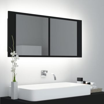 vidaXL Dulap de baie cu oglindă și LED, negru, 100x12x45 cm