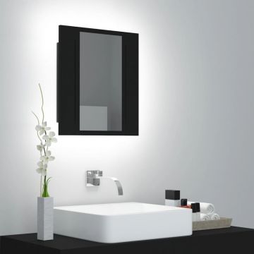 vidaXL Dulap de baie cu oglindă & LED, negru, 40x12x45 cm