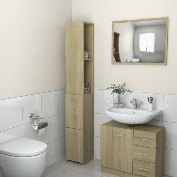 vidaXL Dulap de baie, stejar sonoma, 25x25x170 cm, PAL