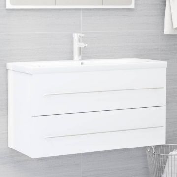 vidaXL Dulap de chiuvetă, alb extralucios, 90x38,5x48 cm, PAL vidaXL Dulap de chiuvetă, alb extralucios, 90x38,5x48 cm, PAL