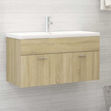 vidaXL Dulap de chiuvetă, stejar Sonoma, 90x38,5x46 cm, PAL vidaXL Dulap de chiuvetă, stejar Sonoma, 90x38,5x46 cm, PAL