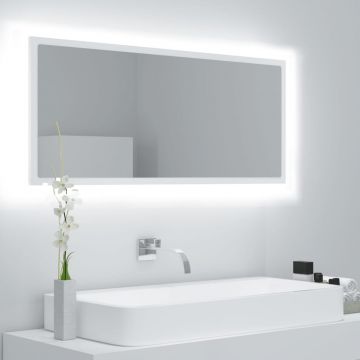 vidaXL Oglindă de baie cu LED, alb, 100x8,5x37 cm, PAL