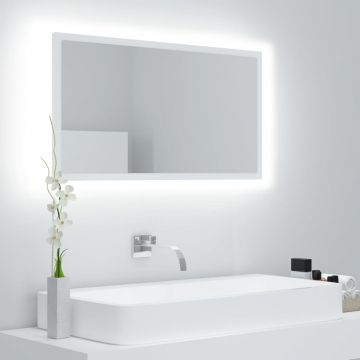 vidaXL Oglindă de baie cu LED, alb, 80x8,5x37 cm, PAL