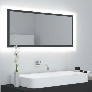 vidaXL Oglindă de baie cu LED, gri, 100x8,5x37 cm, PAL