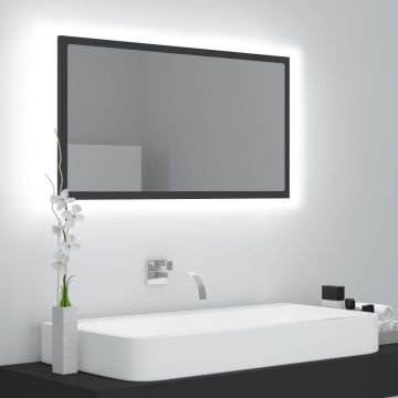 vidaXL Oglindă de baie cu LED, gri, 80x8,5x37 cm, PAL