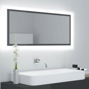 vidaXL Oglindă de baie cu LED, gri extralucios, 100x8,5x37 cm, PAL
