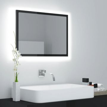 vidaXL Oglindă de baie cu LED, gri extralucios, 60x8,5x37 cm