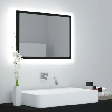 vidaXL Oglindă de baie cu LED, negru, 60x8,5x37 cm, PAL