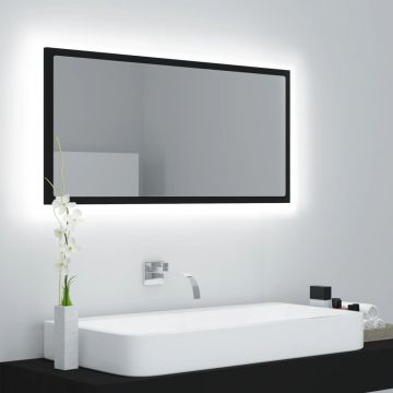 vidaXL Oglindă de baie cu LED, negru, 90x8,5x37 cm, PAL