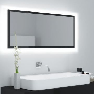 vidaXL Oglindă de baie cu LED, negru extralucios, 100x8,5x37 cm