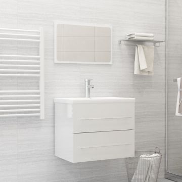 vidaXL Set mobilier de baie, 2 piese, alb extralucios, PAL vidaXL Set mobilier de baie, 2 piese, alb extralucios, PAL