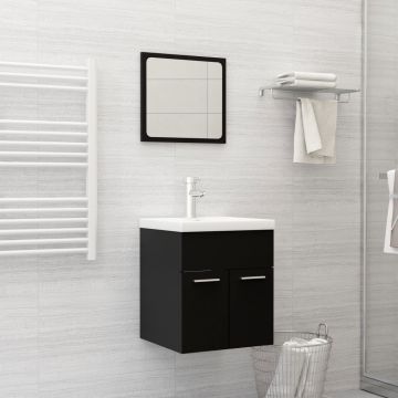 vidaXL Set mobilier de baie, 2 piese, negru, PAL vidaXL Set mobilier de baie, 2 piese, negru, PAL
