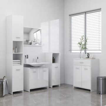 vidaXL Set mobilier de baie, 4 piese, alb extralucios