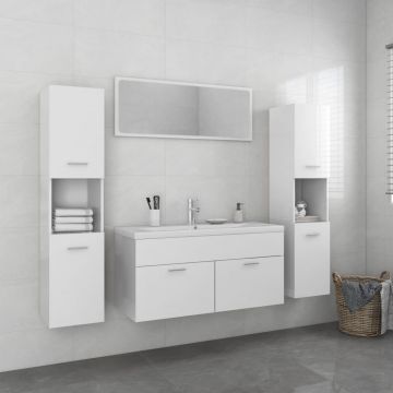 vidaXL Set mobilier de baie, alb extralucios, PAL vidaXL Set mobilier de baie, alb extralucios, PAL