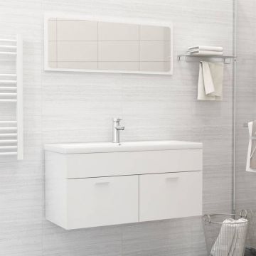 vidaXL Set mobilier de baie, alb extralucios, PAL vidaXL Set mobilier de baie, alb extralucios, PAL