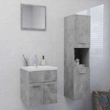 vidaXL Set mobilier de baie, gri beton, PAL