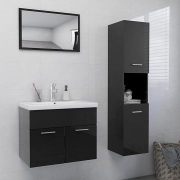 vidaXL Set mobilier de baie, gri extralucios, PAL vidaXL Set mobilier de baie, gri extralucios, PAL